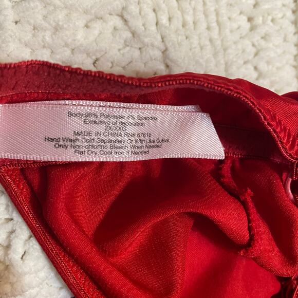 Flora’s Follies Red Satin Babydoll Sexy Lingerie Chemise Slip Plus Size 2X - Picture 8 of 8